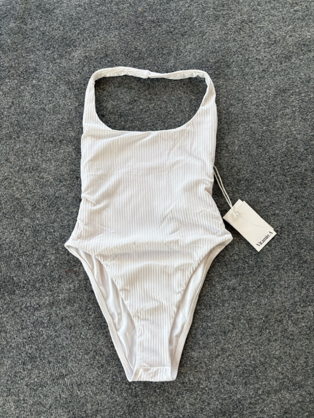 NEW! Vitamin A White Ribbed One Piece Swimsuit | Minimalist Chic | Size Medium - Picture 1 of 5